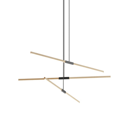 Stickbulb 6ft Multi Light Linear LED Pendant Light in Maple/Matte Black.