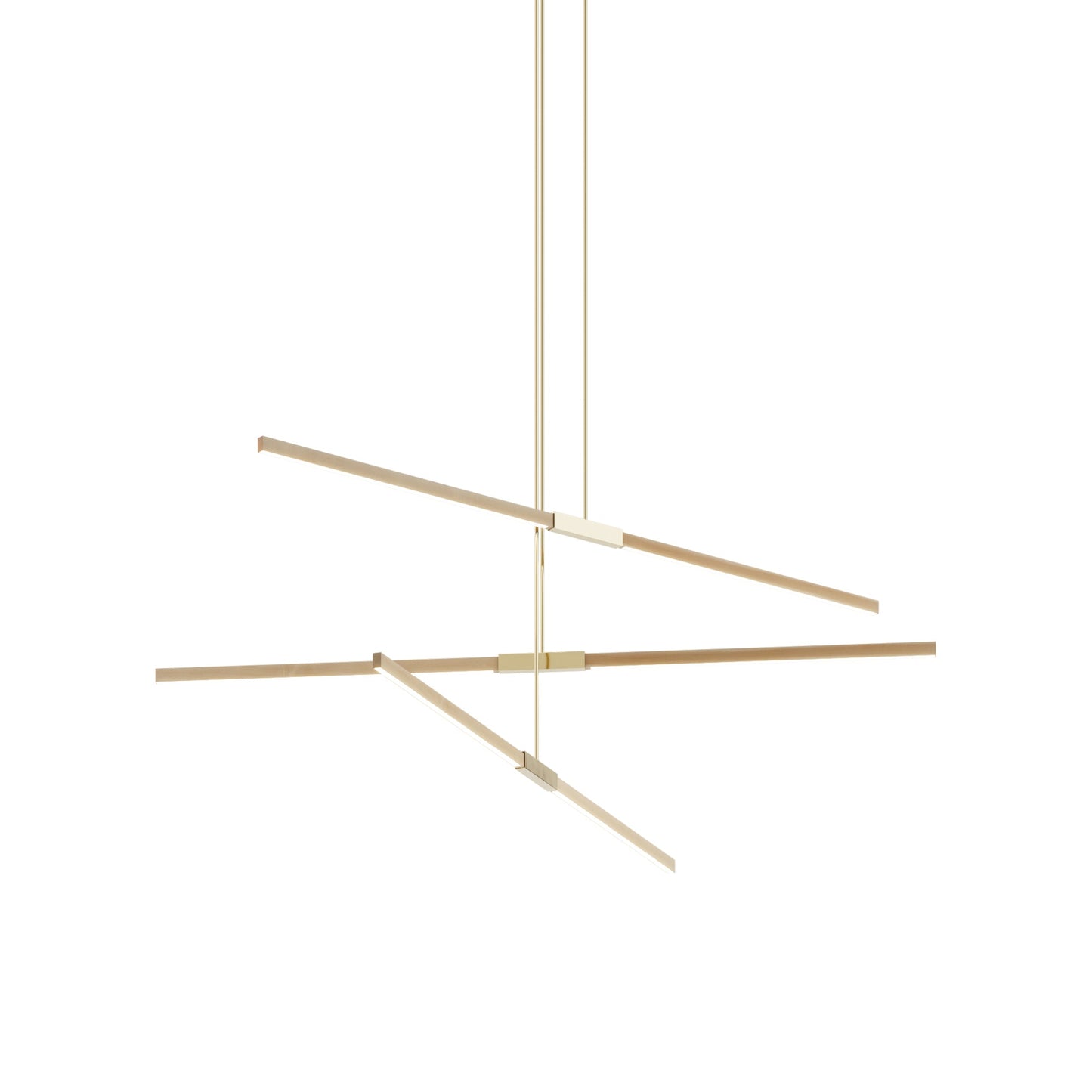 Stickbulb 6ft Multi Light Linear LED Pendant Light in Maple/Polished Brass.