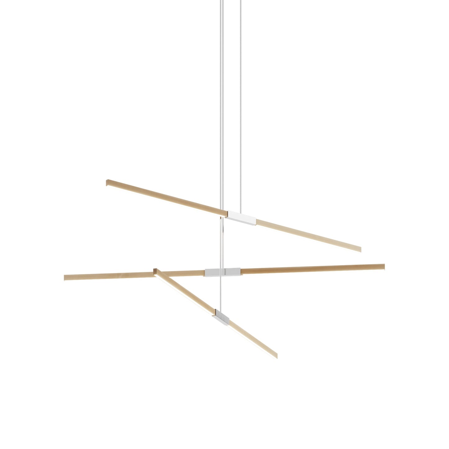Stickbulb 6ft Multi Light Linear LED Pendant Light in Maple/Polished Nickel.