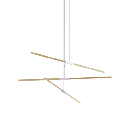 Stickbulb 6ft Multi Light Linear LED Pendant Light in Maple/Polished Nickel.