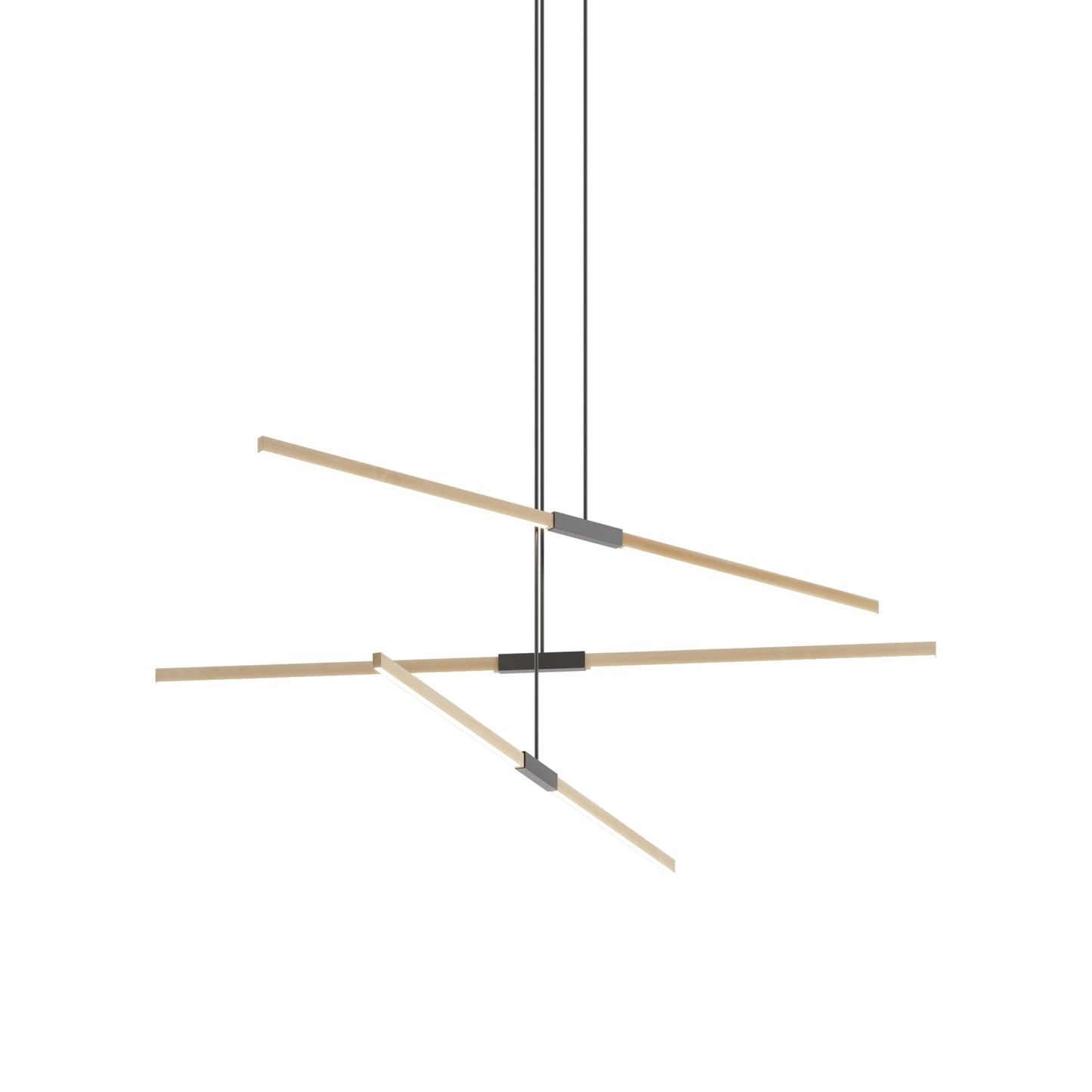 Stickbulb 6ft Multi Light Linear LED Pendant Light in Maple/Slate Grey.