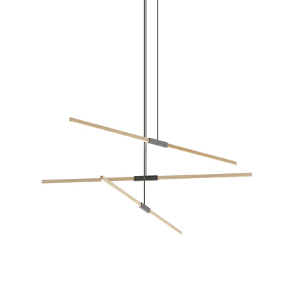 Stickbulb 6ft Multi Light Linear LED Pendant Light in Maple/Slate Grey.