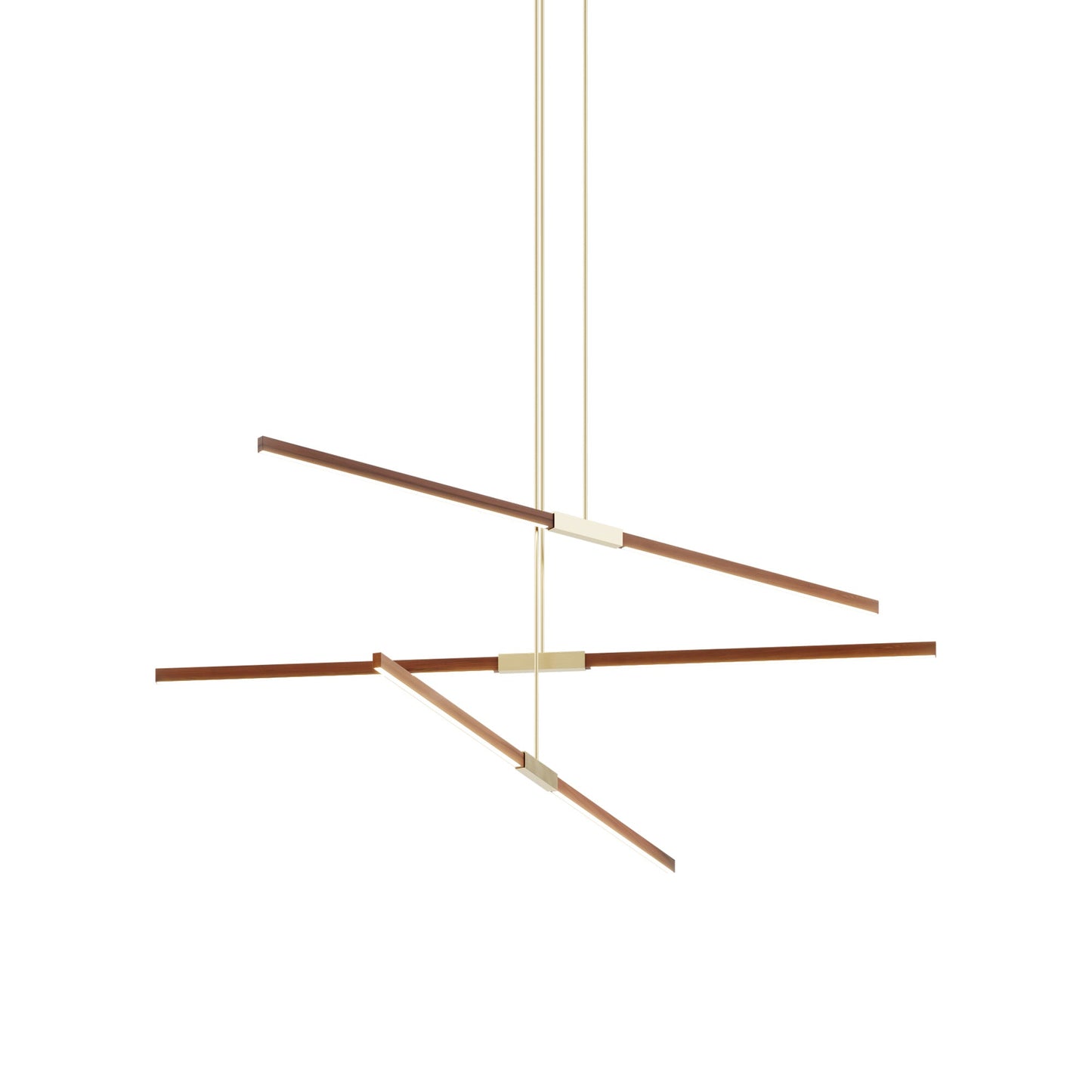 Stickbulb 6ft Multi Light Linear LED Pendant Light in Water Tower Redwood/Brushed Brass.