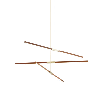 Stickbulb 6ft Multi Light Linear LED Pendant Light in Water Tower Redwood/Brushed Brass.