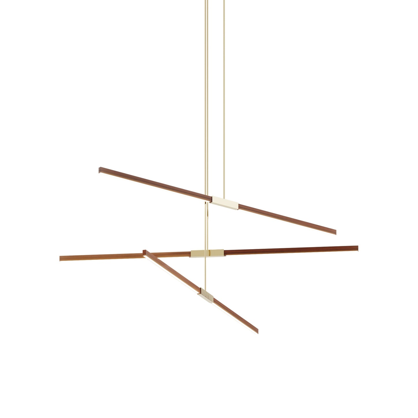 Stickbulb 6ft Multi Light Linear LED Pendant Light in Water Tower Redwood/Polished Brass.