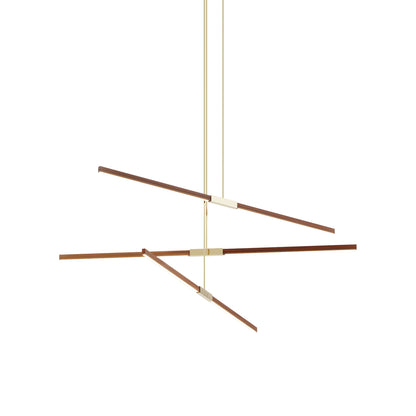 Stickbulb 6ft Multi Light Linear LED Pendant Light in Water Tower Redwood/Polished Brass.