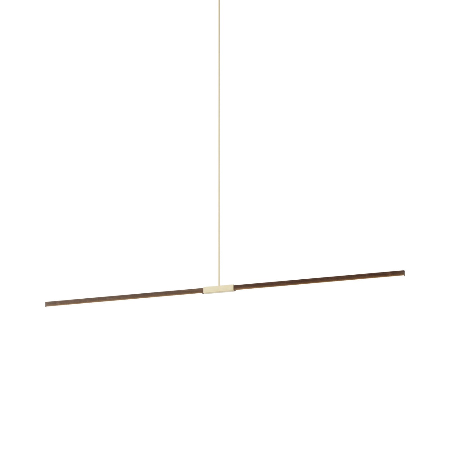 Stickbulb 8ft Linear LED Pendant Light in American Walnut/Brushed Brass.