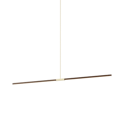 Stickbulb 8ft Linear LED Pendant Light in American Walnut/Brushed Brass.