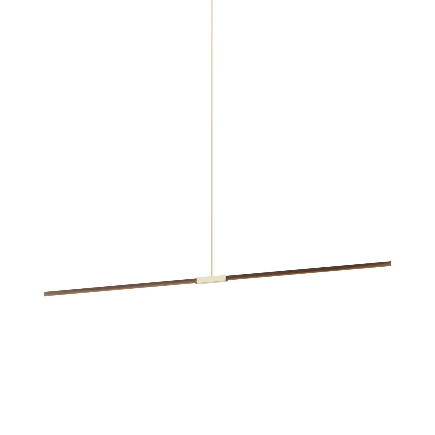 Stickbulb 8ft Linear LED Pendant Light in American Walnut/Polished Brass.