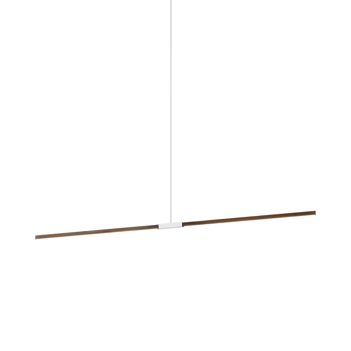 Stickbulb 8ft Linear LED Pendant Light in American Walnut/Polished Nickel.