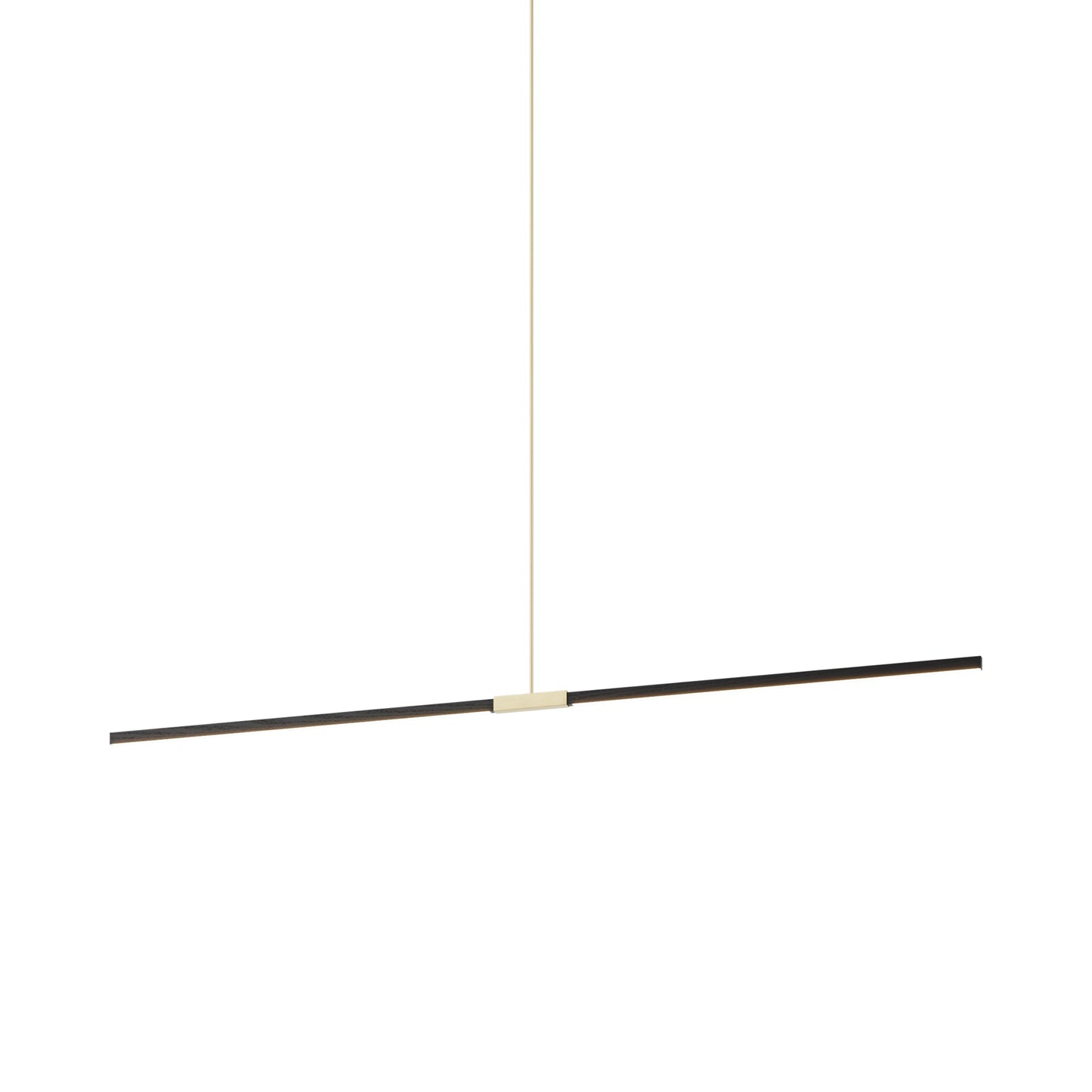 Stickbulb 8ft Linear LED Pendant Light in Ebonized Oak/Brushed Brass.