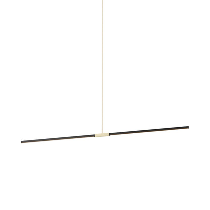 Stickbulb 8ft Linear LED Pendant Light in Ebonized Oak/Brushed Brass.