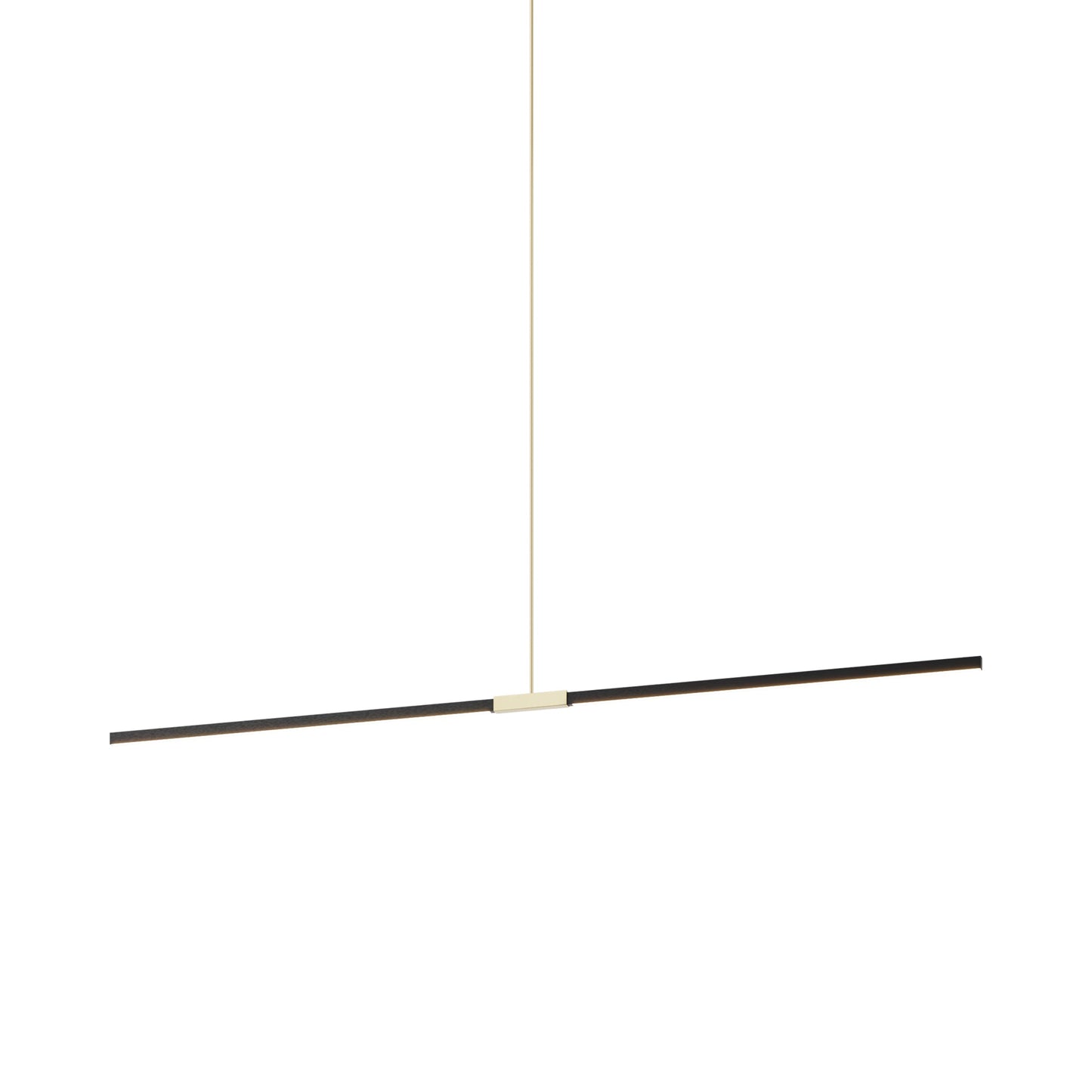 Stickbulb 8ft Linear LED Pendant Light in Ebonized Oak/Polished Brass.