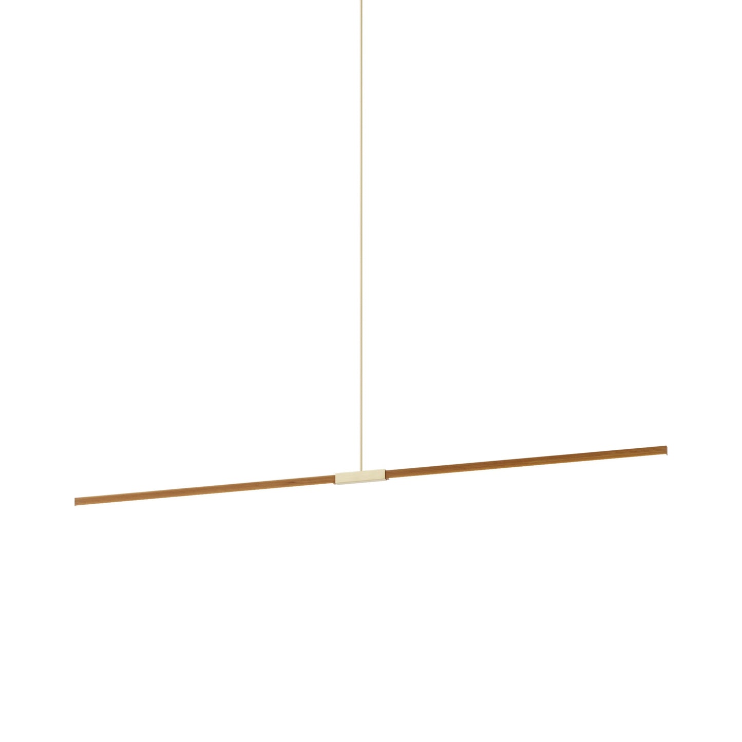 Stickbulb 8ft Linear LED Pendant Light in Heart Pine (Reclaimed)/Brushed Brass.