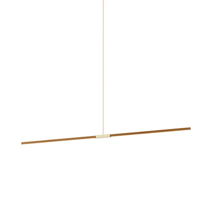 Stickbulb 8ft Linear LED Pendant Light in Heart Pine (Reclaimed)/Brushed Brass.