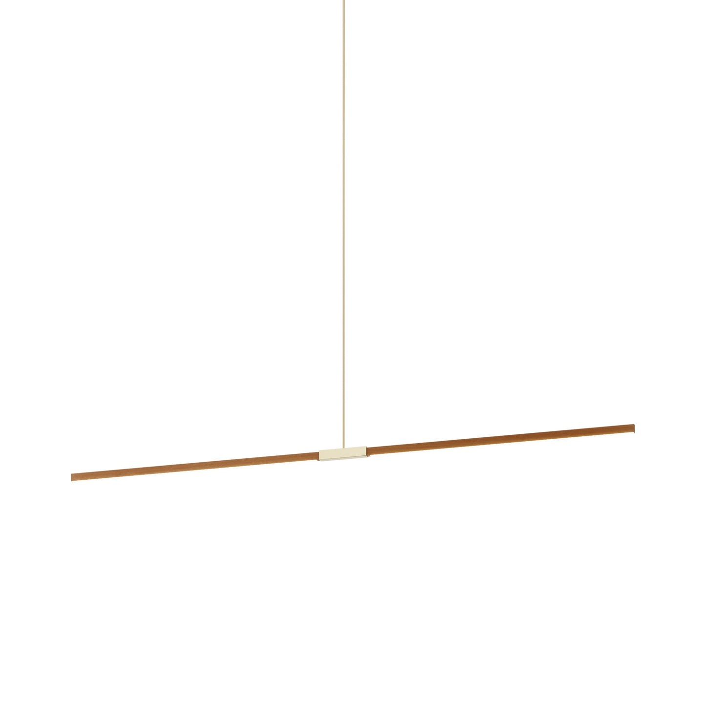 Stickbulb 8ft Linear LED Pendant Light in Heart Pine (Reclaimed)/Polished Brass.