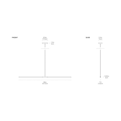 Stickbulb 8ft Linear LED Pendant Light - line drawing.