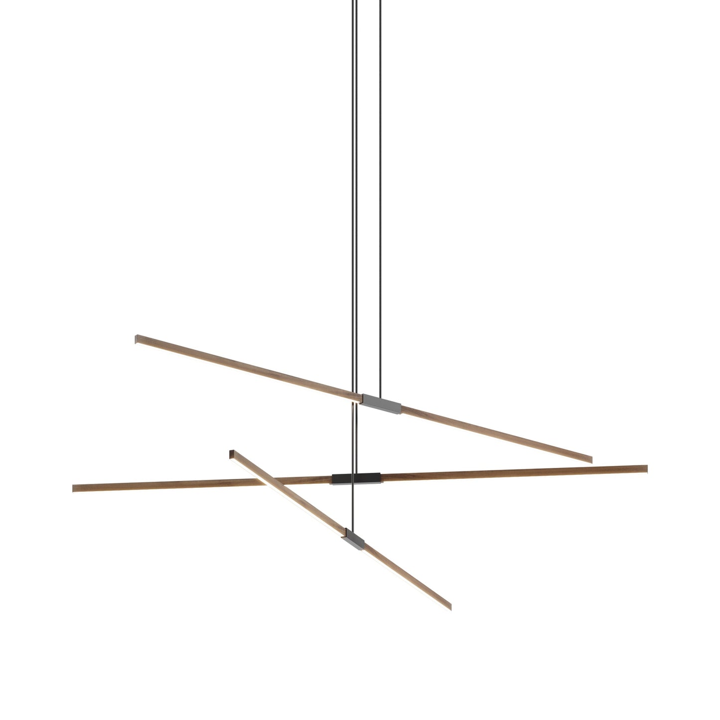 Stickbulb 8ft Multi Light Linear LED Pendant Light in American Walnut/Blackened.