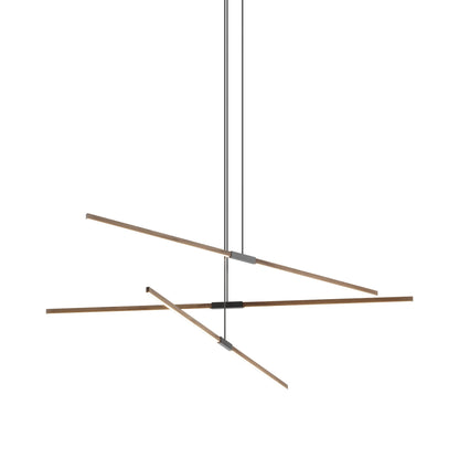 Stickbulb 8ft Multi Light Linear LED Pendant Light in American Walnut/Blackened.