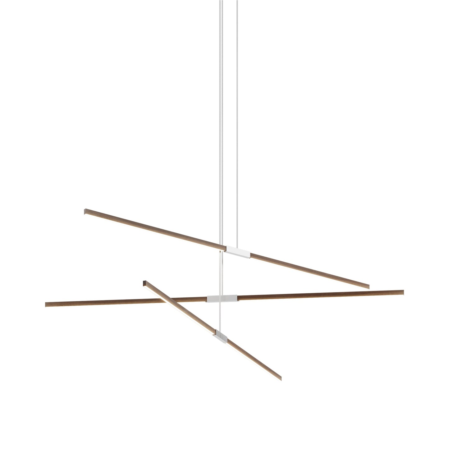 Stickbulb 8ft Multi Light Linear LED Pendant Light in American Walnut/Brushed Nickel.