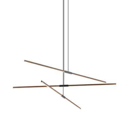 Stickbulb 8ft Multi Light Linear LED Pendant Light in American Walnut/Matte Black.