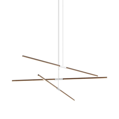 Stickbulb 8ft Multi Light Linear LED Pendant Light in American Walnut/Polished Nickel.