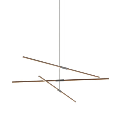Stickbulb 8ft Multi Light Linear LED Pendant Light in American Walnut/Slate Grey.
