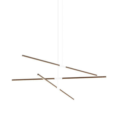 Stickbulb 8ft Multi Light Linear LED Pendant Light in American Walnut/White.
