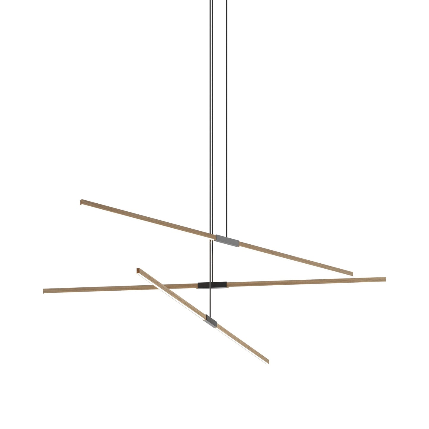 Stickbulb 8ft Multi Light Linear LED Pendant Light in Clear White Oak/Blackened.