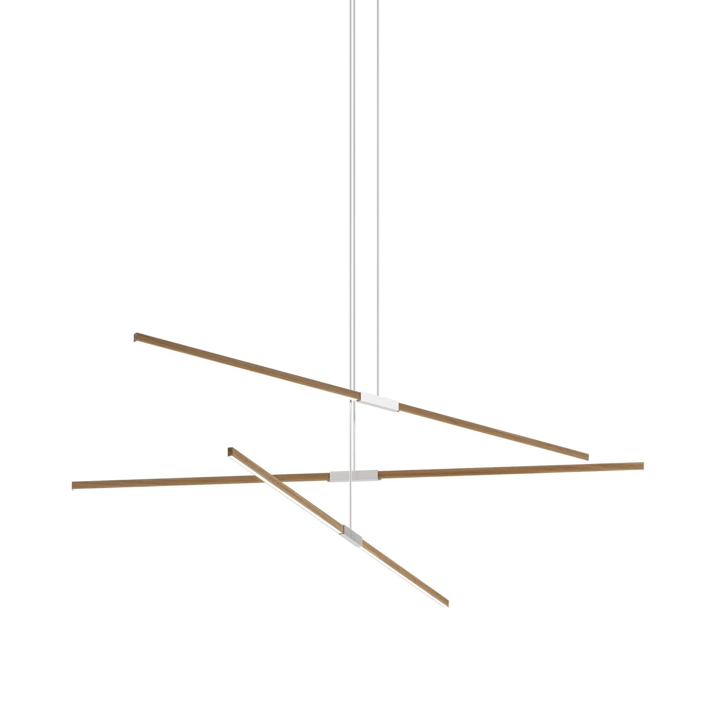 Stickbulb 8ft Multi Light Linear LED Pendant Light in Clear White Oak/Brushed Nickel.