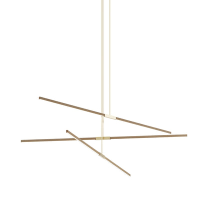 Stickbulb 8ft Multi Light Linear LED Pendant Light in Clear White Oak/Polished Brass.