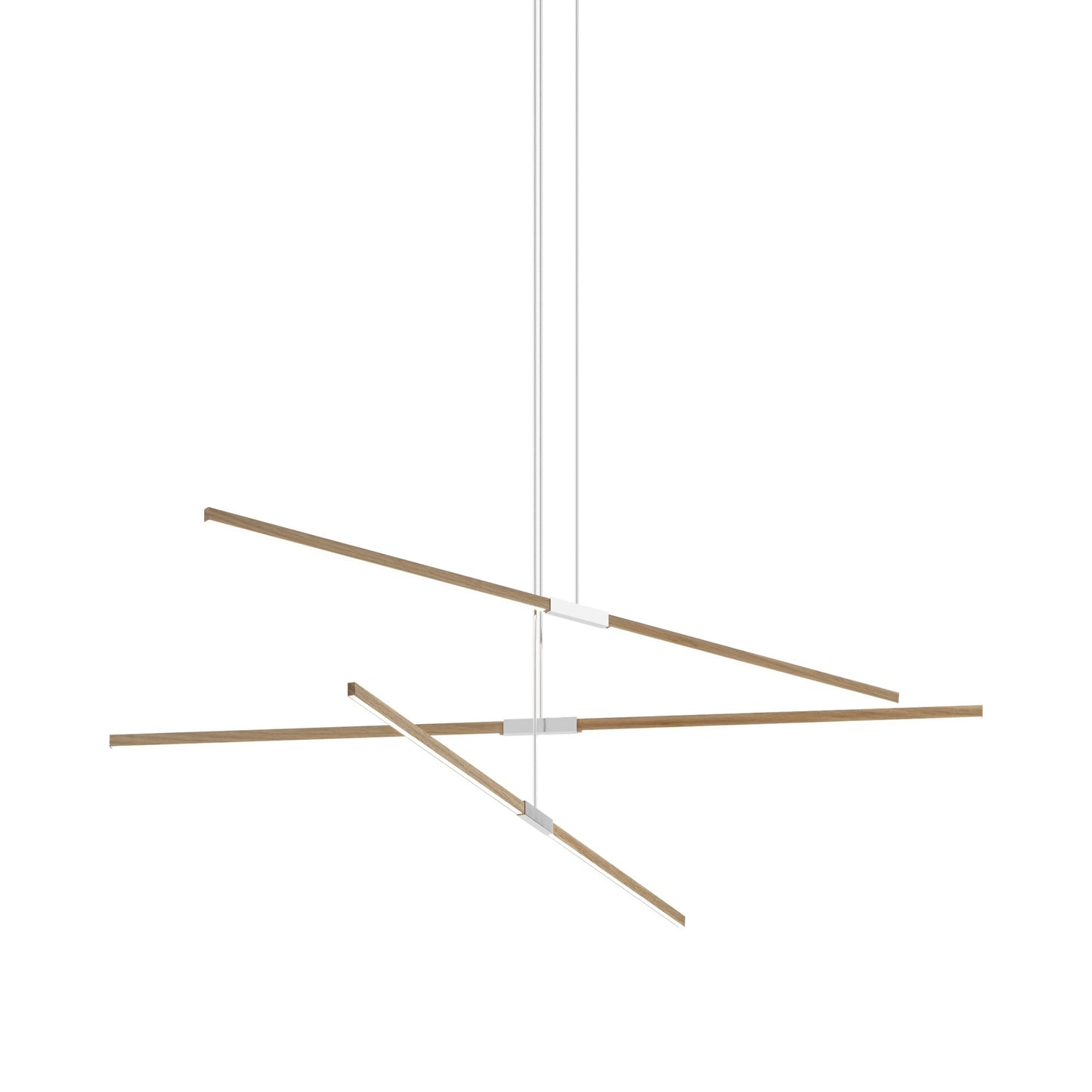 Stickbulb 8ft Multi Light Linear LED Pendant Light in Clear White Oak/Polished Nickel.