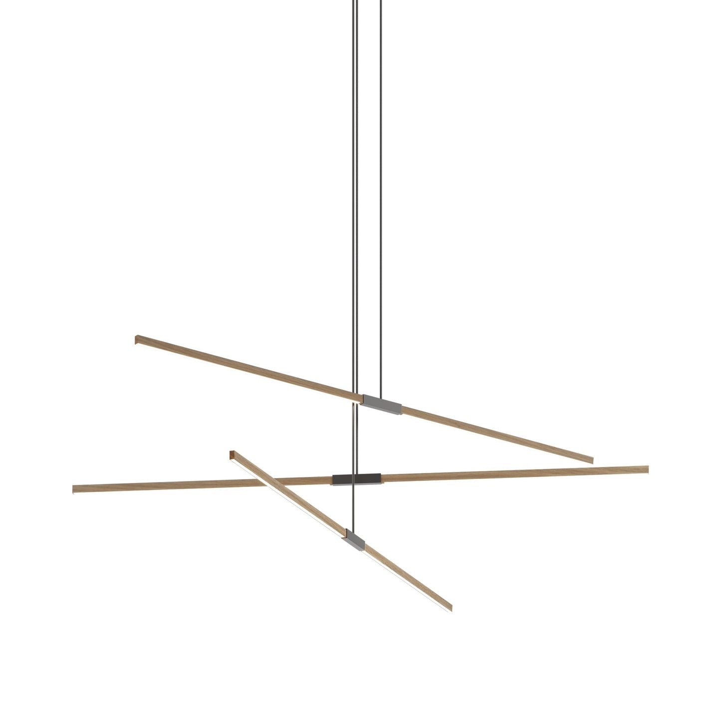 Stickbulb 8ft Multi Light Linear LED Pendant Light in Clear White Oak/Slate Grey.