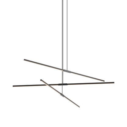Stickbulb 8ft Multi Light Linear LED Pendant Light in Ebonized Oak/Blackened.