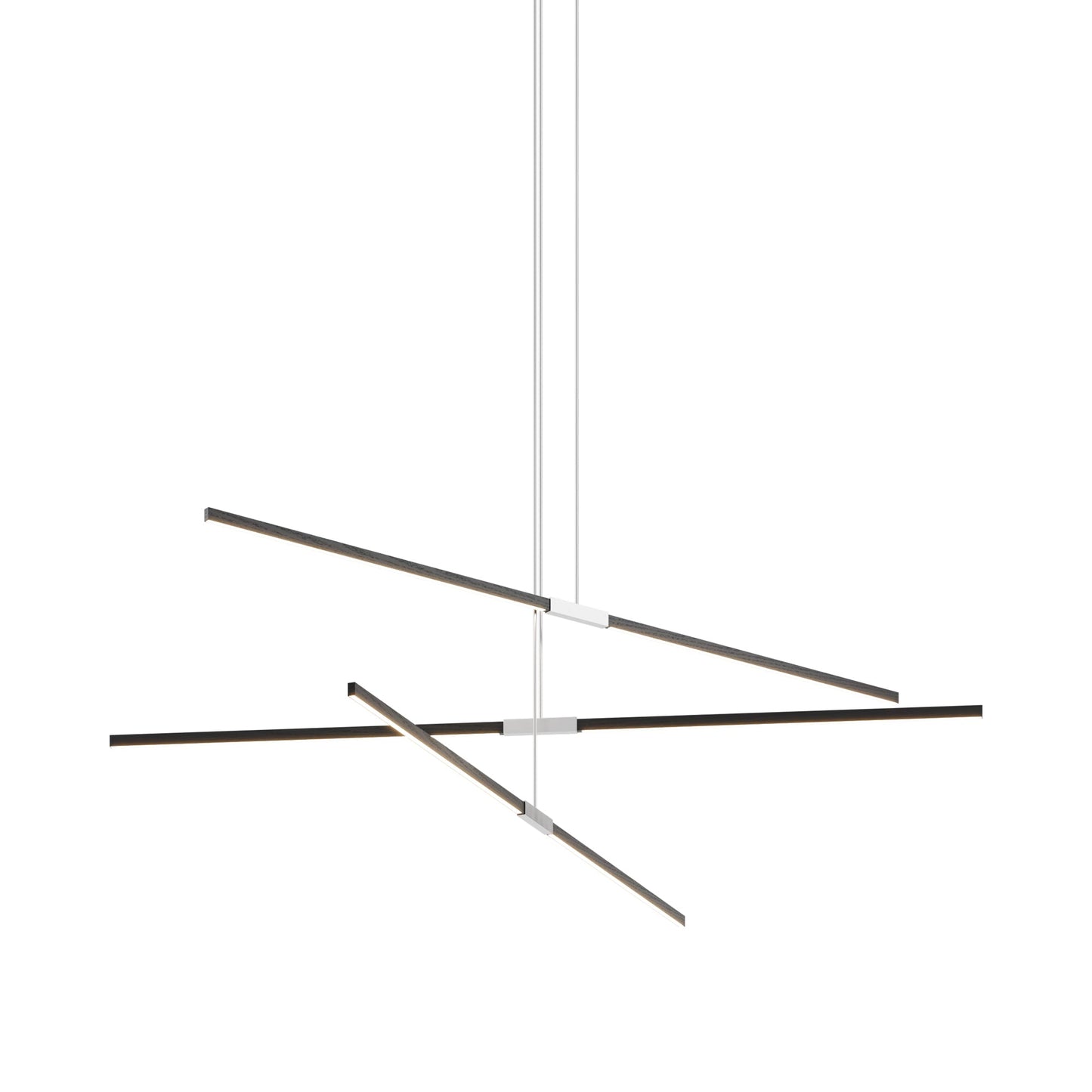 Stickbulb 8ft Multi Light Linear LED Pendant Light in Ebonized Oak/Brushed Nickel.