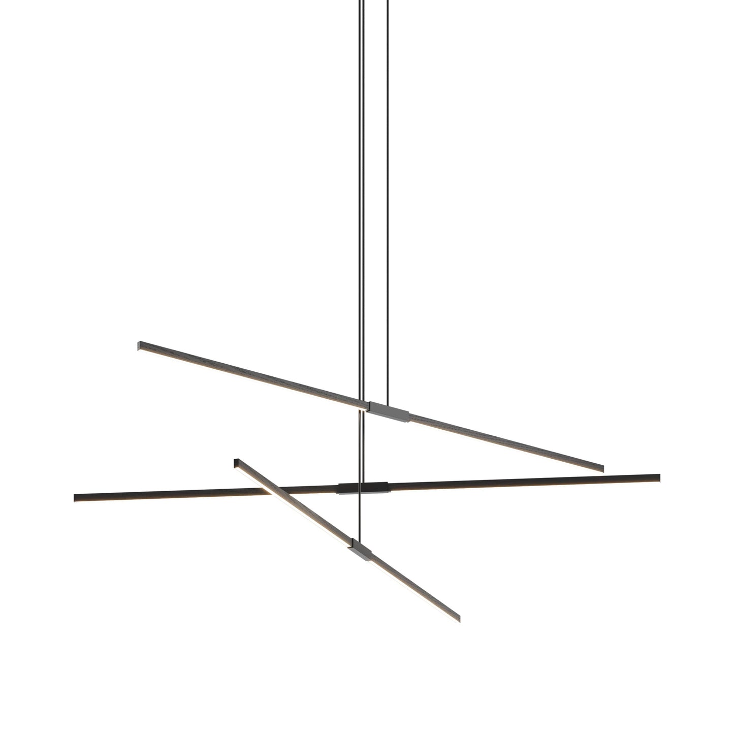 Stickbulb 8ft Multi Light Linear LED Pendant Light in Ebonized Oak/Matte Black.