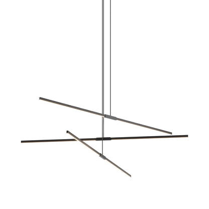 Stickbulb 8ft Multi Light Linear LED Pendant Light in Ebonized Oak/Matte Black.