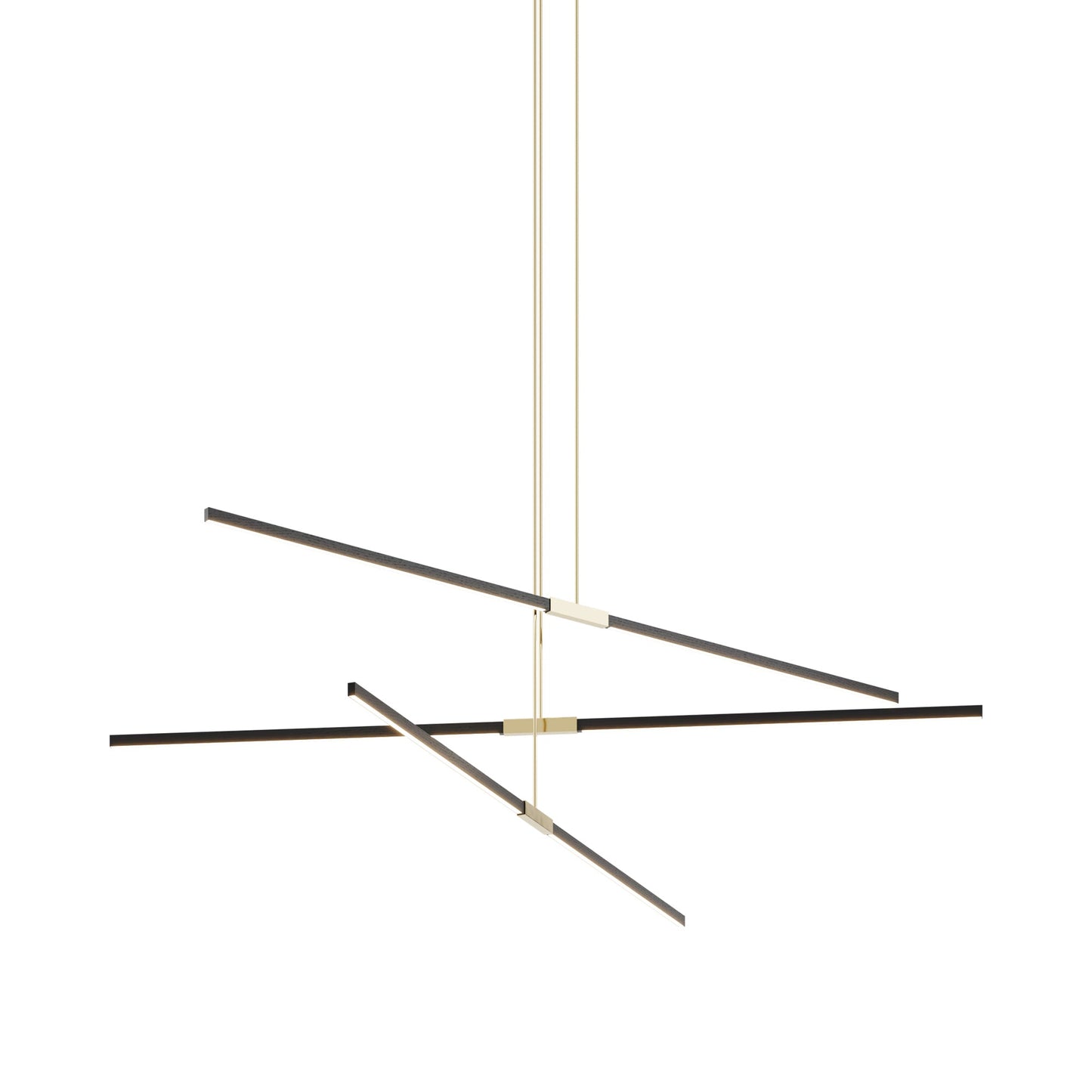 Stickbulb 8ft Multi Light Linear LED Pendant Light in Ebonized Oak/Polished Brass.
