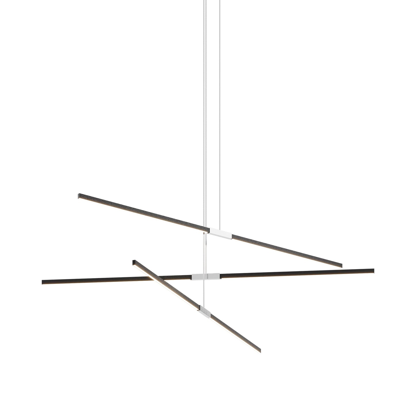 Stickbulb 8ft Multi Light Linear LED Pendant Light in Ebonized Oak/Polished Nickel.