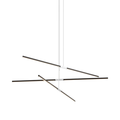 Stickbulb 8ft Multi Light Linear LED Pendant Light in Ebonized Oak/Polished Nickel.
