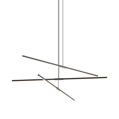 Stickbulb 8ft Multi Light Linear LED Pendant Light in Ebonized Oak/Slate Grey.