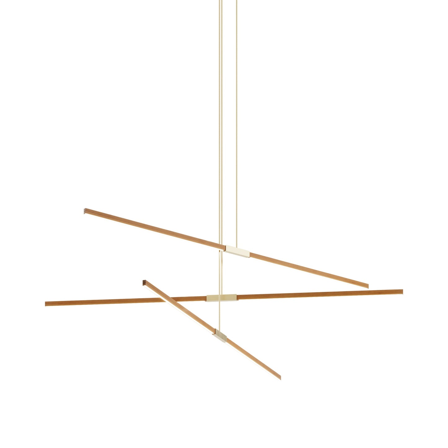Stickbulb 8ft Multi Light Linear LED Pendant Light in Heart Pine (Reclaimed)/Brushed Brass.
