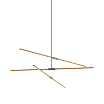 Stickbulb 8ft Multi Light Linear LED Pendant Light in Heart Pine (Reclaimed)/Slate Grey.
