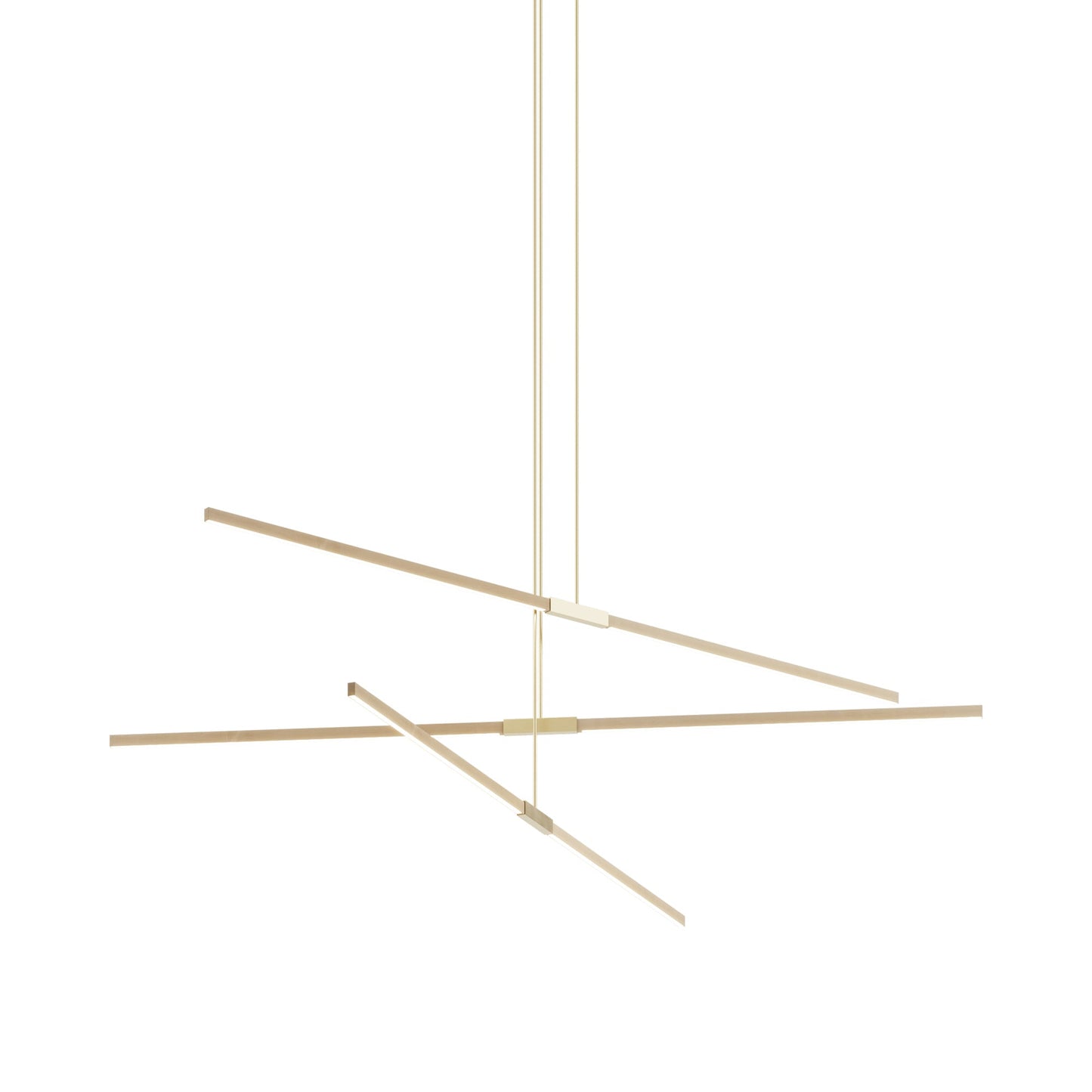Stickbulb 8ft Multi Light Linear LED Pendant Light in Maple/Brushed Brass.