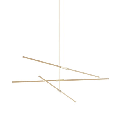 Stickbulb 8ft Multi Light Linear LED Pendant Light in Maple/Brushed Brass.