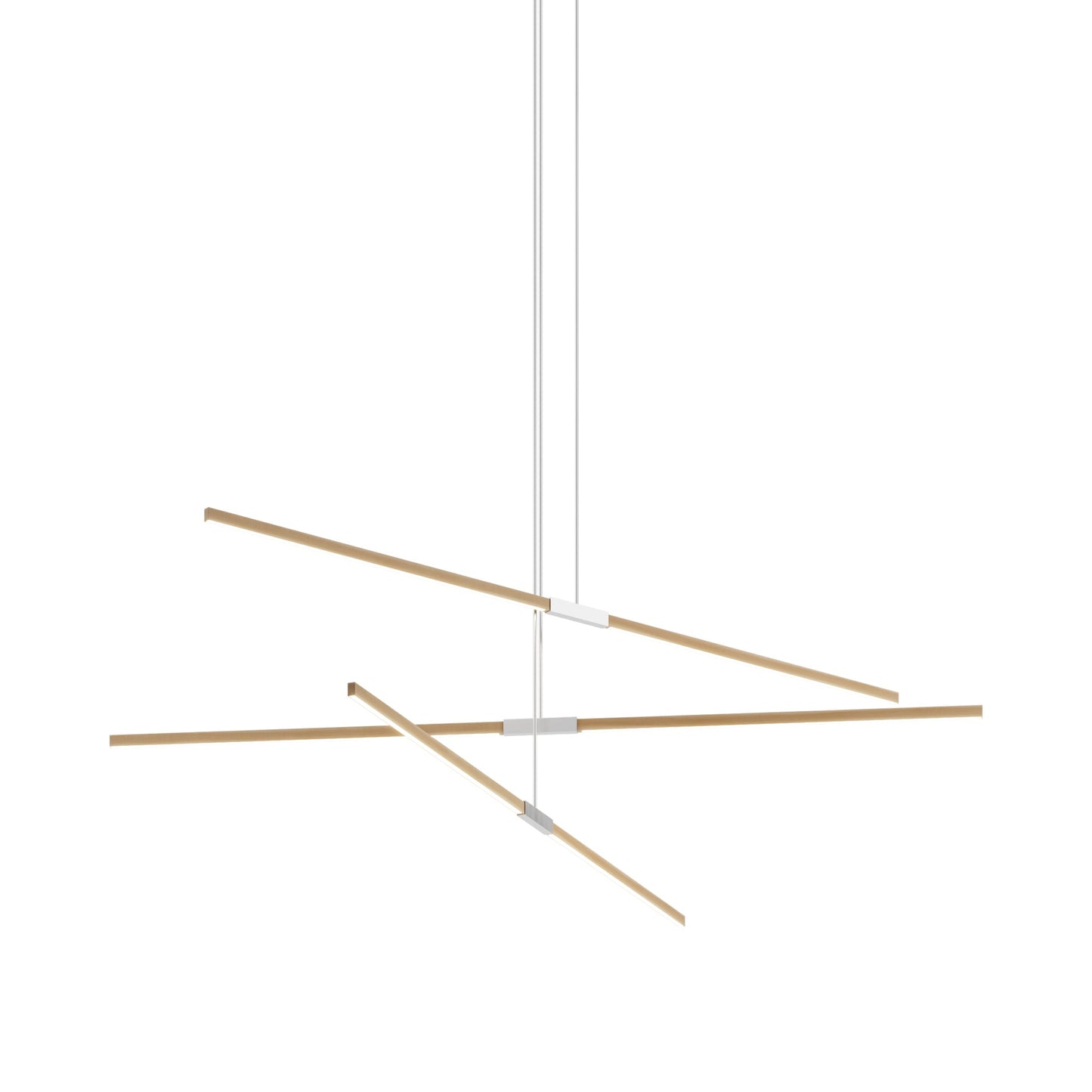 Stickbulb 8ft Multi Light Linear LED Pendant Light in Maple/Brushed Nickel.