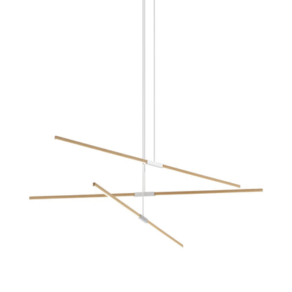 Stickbulb 8ft Multi Light Linear LED Pendant Light in Maple/Brushed Nickel.