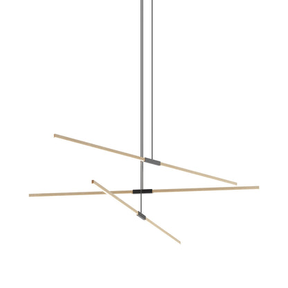 Stickbulb 8ft Multi Light Linear LED Pendant Light in Maple/Matte Black.