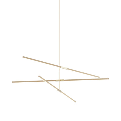 Stickbulb 8ft Multi Light Linear LED Pendant Light in Maple/Polished Brass.