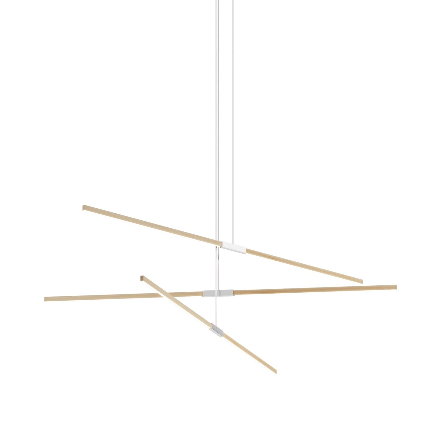 Stickbulb 8ft Multi Light Linear LED Pendant Light in Maple/Polished Nickel.